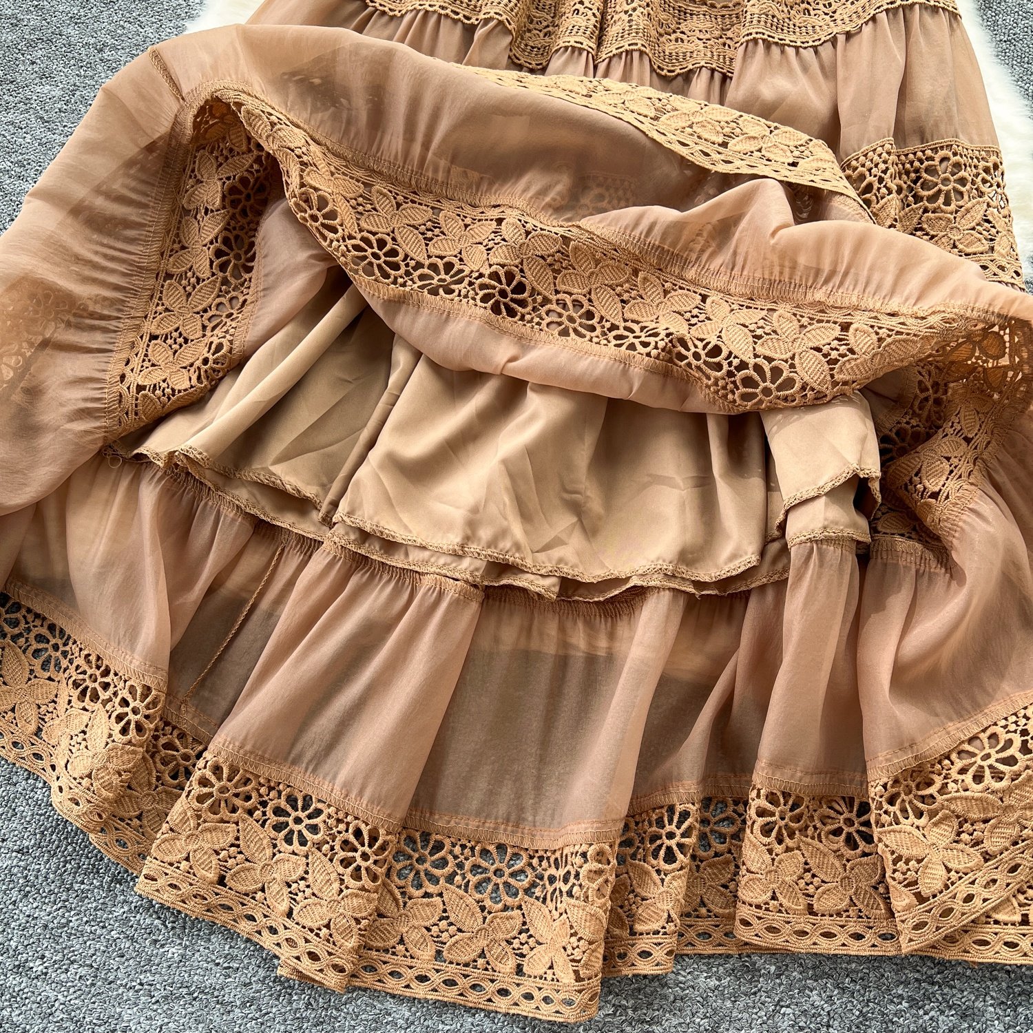 Fashion Lapel Short Sleeve High Waist Patchwork Lace Up Long Dresses For Women