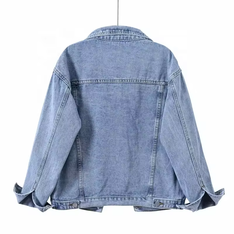 Oem Women's Denim Jean Jacket Women Casual Outwear Fall Jacket Denim Button Up Coat Oversize Denim Jacket For Ladies