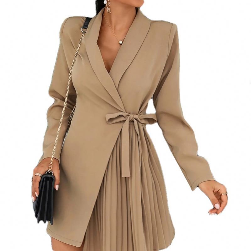 2023 Cheap Fitting hip wrap Slim Lady Sexy Summer Casual Long Sleeve Dress Women Bow O Neck Bodycon Woman Dress