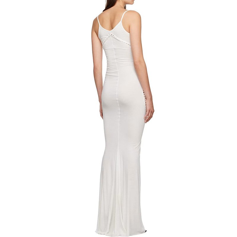 Peeqi K24D43225 new elegant Spring low cut cami sleeveless hollow out dress package hip bodycon sexy maxi dress for women lady
