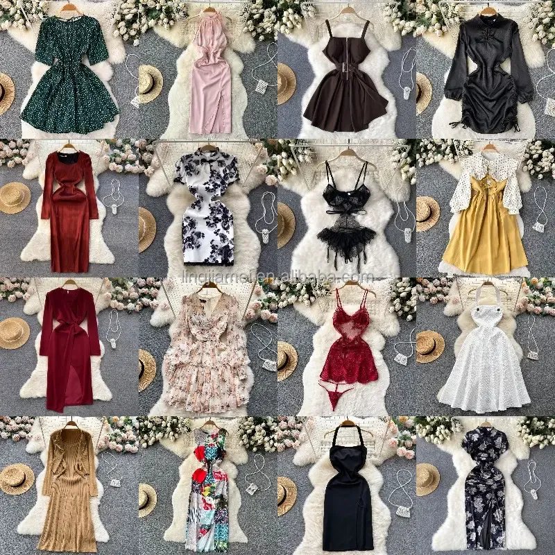 Low price wholesale floral mid length dresses for women's temperament and fashion summer casual V-neck short sleeved dresses