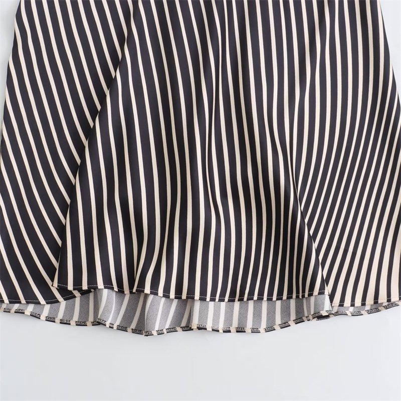 TAOP&ZA Summer New Women's Clothing 2024 Loose Satin Textured Striped Halter Sexy Backless Casual Dress 3142009 8342205