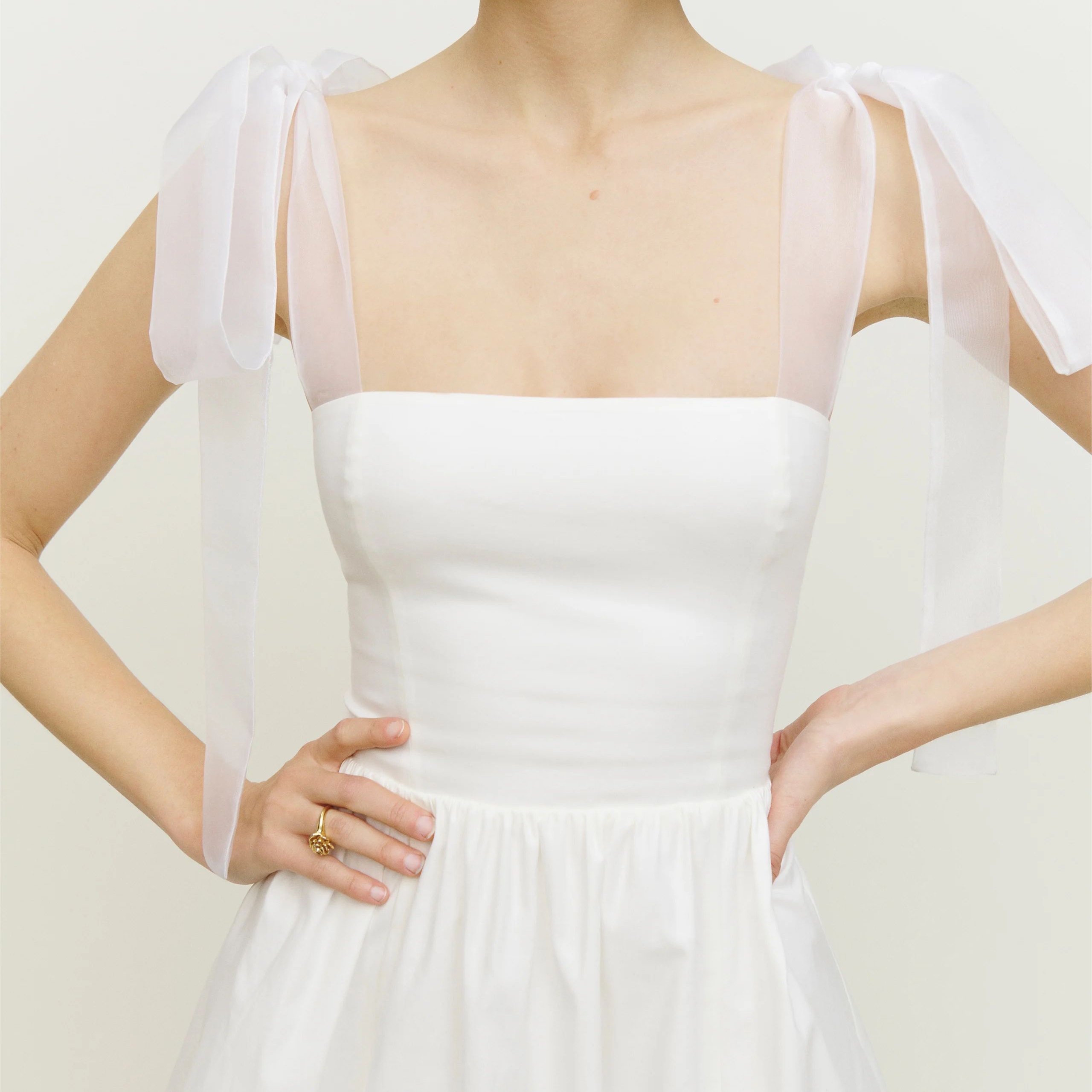 Solid Colour High Quality Mini Dress Clothing Straight Neck Shoulder Ties Lightly Ruched Casual Dresses Women