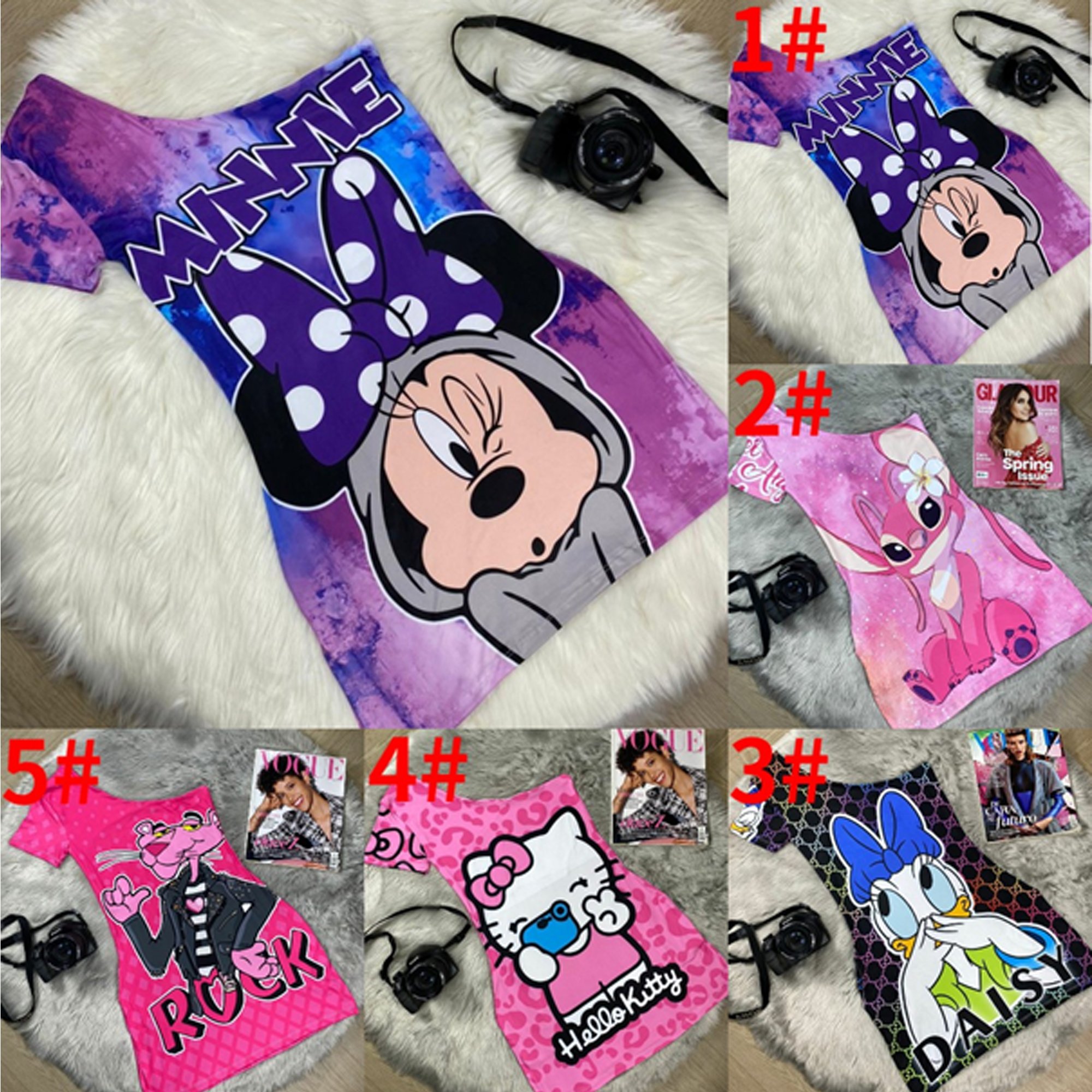 Luxury ladies close-fitting dress kkitty cartoon summer cooling dress casual skirts