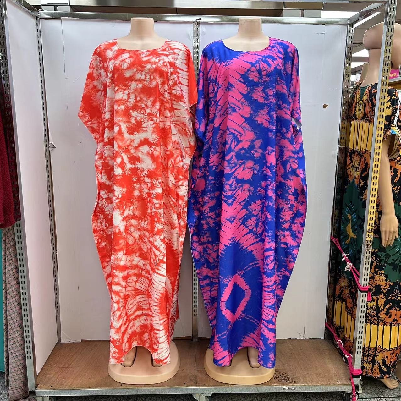 New Hot Selling European American Summer Loose Fitting Robe Headscarf African Fashion Print Casual Women Dress 2024