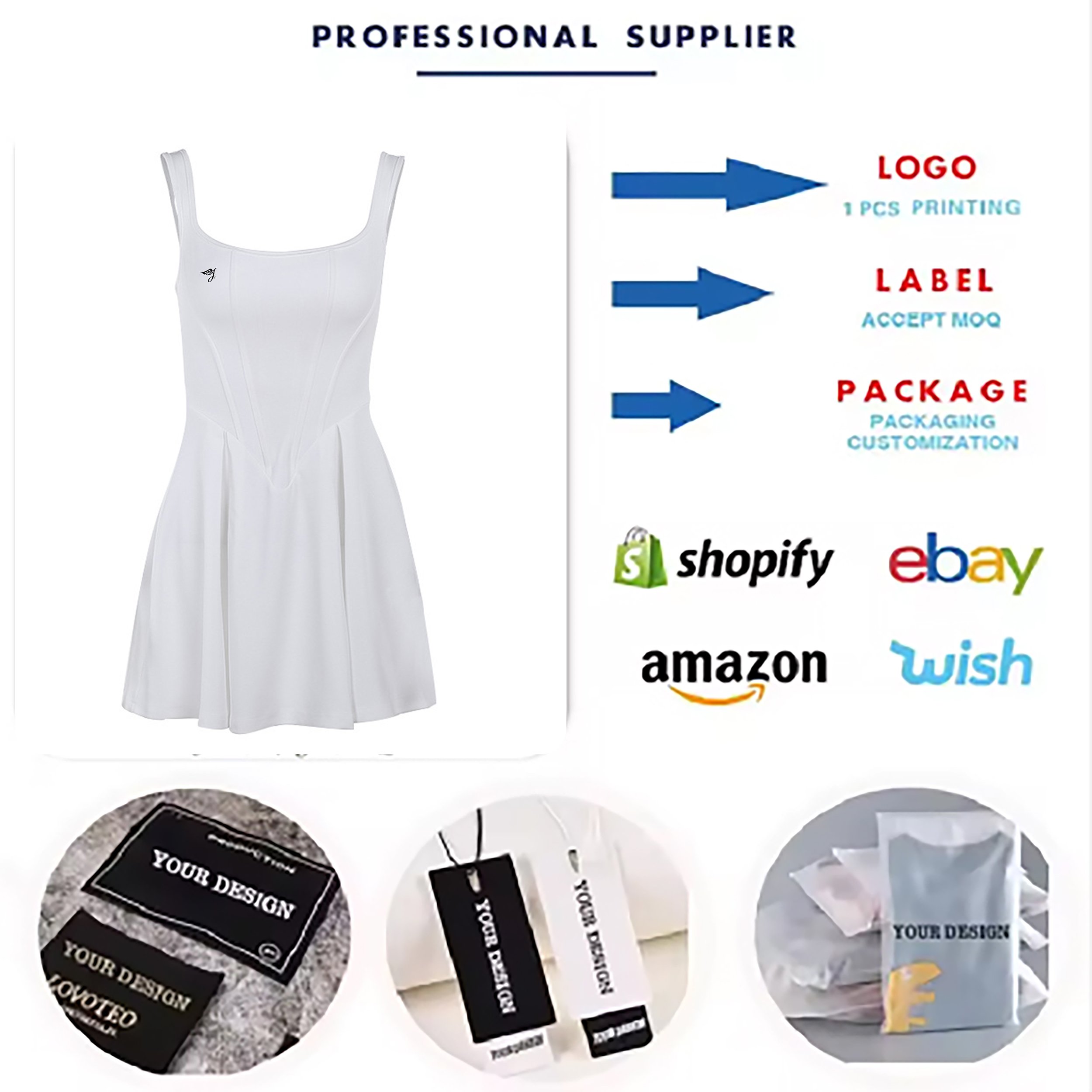 2024 Custom Clothes Women Zipper Summer Lady Casual Dress Fashion Corset Elegant Splice Short Length Mini Summer Dress
