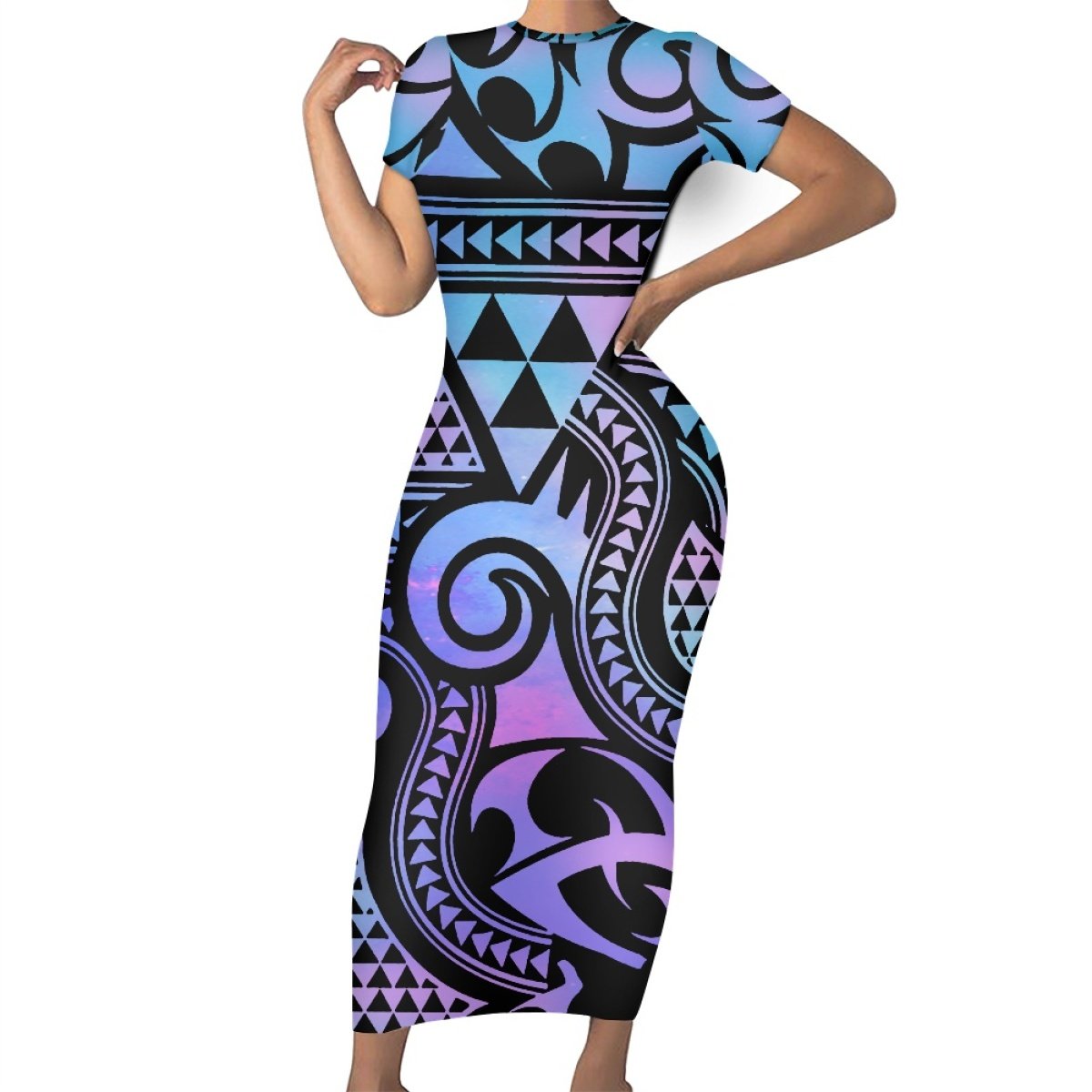 New Arrival Elegant Exquisite Women's Short-Sleeved Long Skirt Print On Demand Custom Polynesian Style Women's Casual Dresses