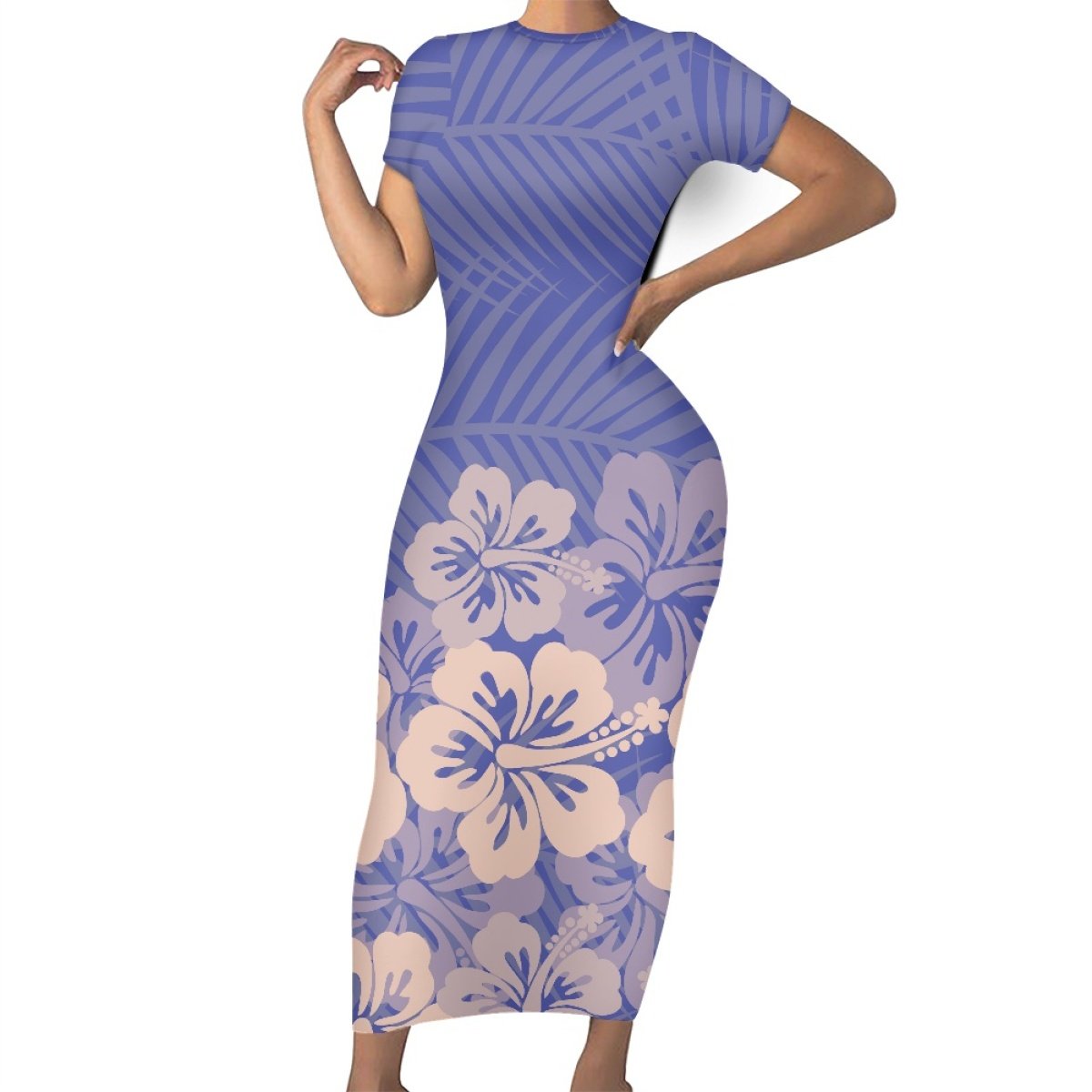 New Arrival Elegant Exquisite Women's Short-Sleeved Long Skirt Print On Demand Custom Polynesian Style Women's Casual Dresses