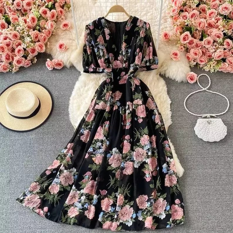 high quality Plus Size Woman clothing Digital Print Long dress Summer 2022 new Chiffon Vacation Elegant Dress