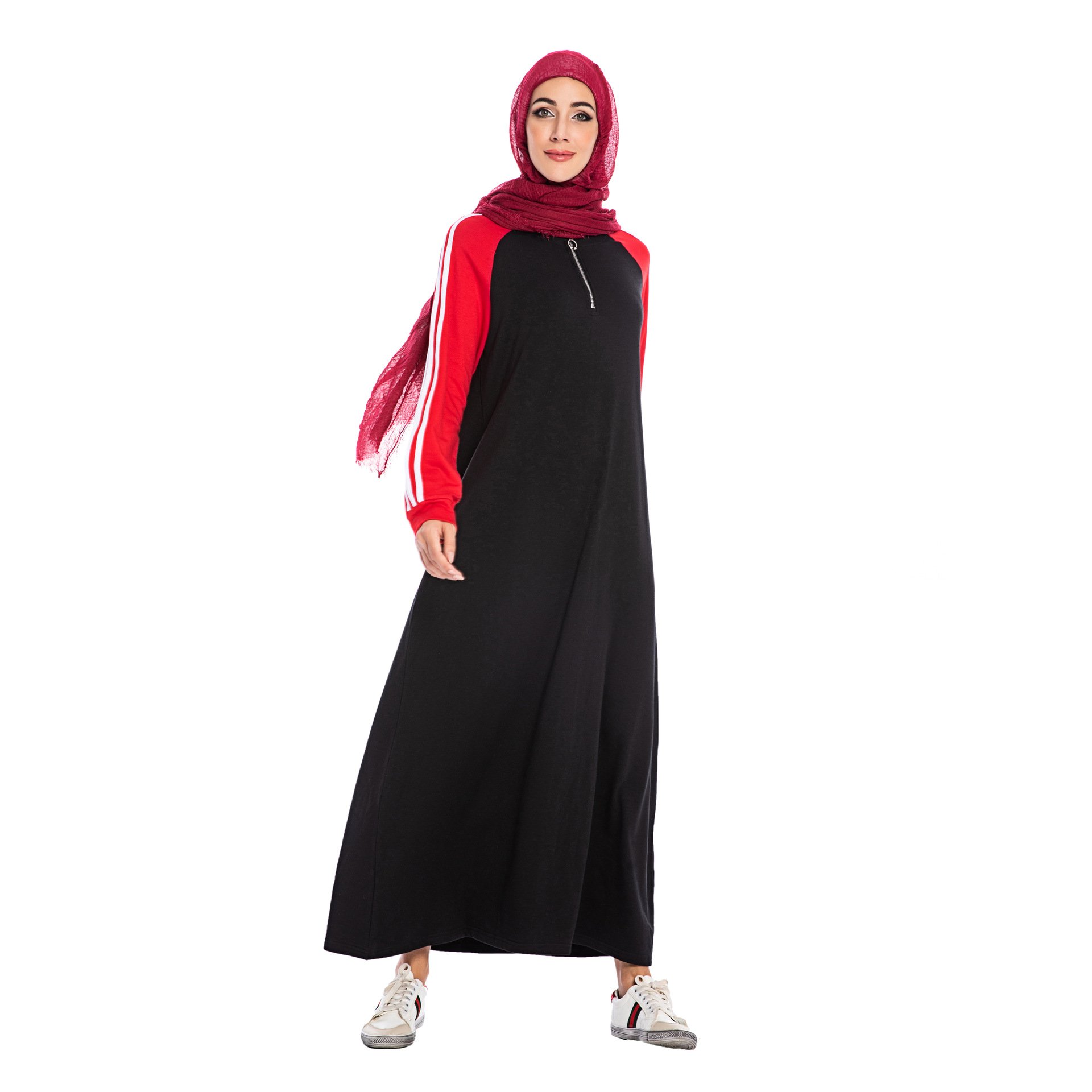 Comfort breathable knitted baju muslim long sleeve casual dubai muslim dress for women islamic hoodie sports abaya