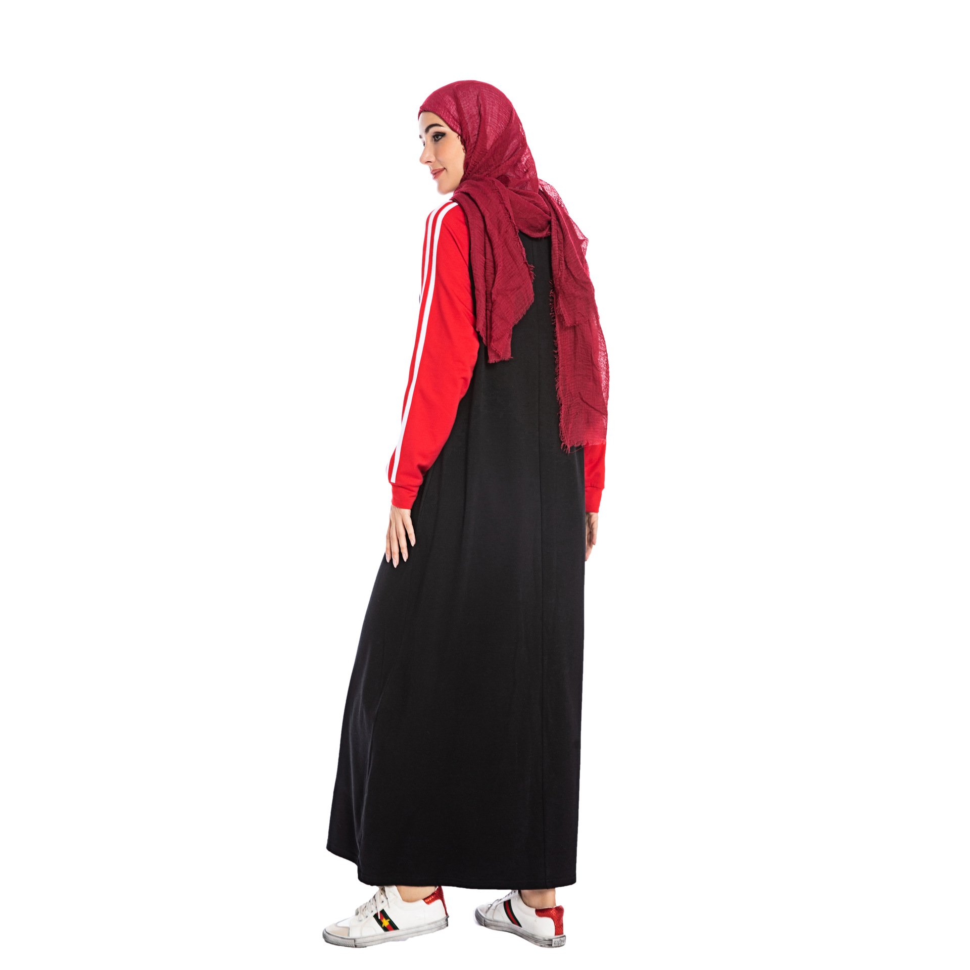 Comfort breathable knitted baju muslim long sleeve casual dubai muslim dress for women islamic hoodie sports abaya