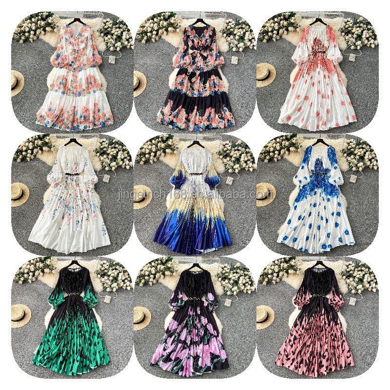 2024 Women's High Fashion Print Dress Women's long sleeve knee-length casual dress