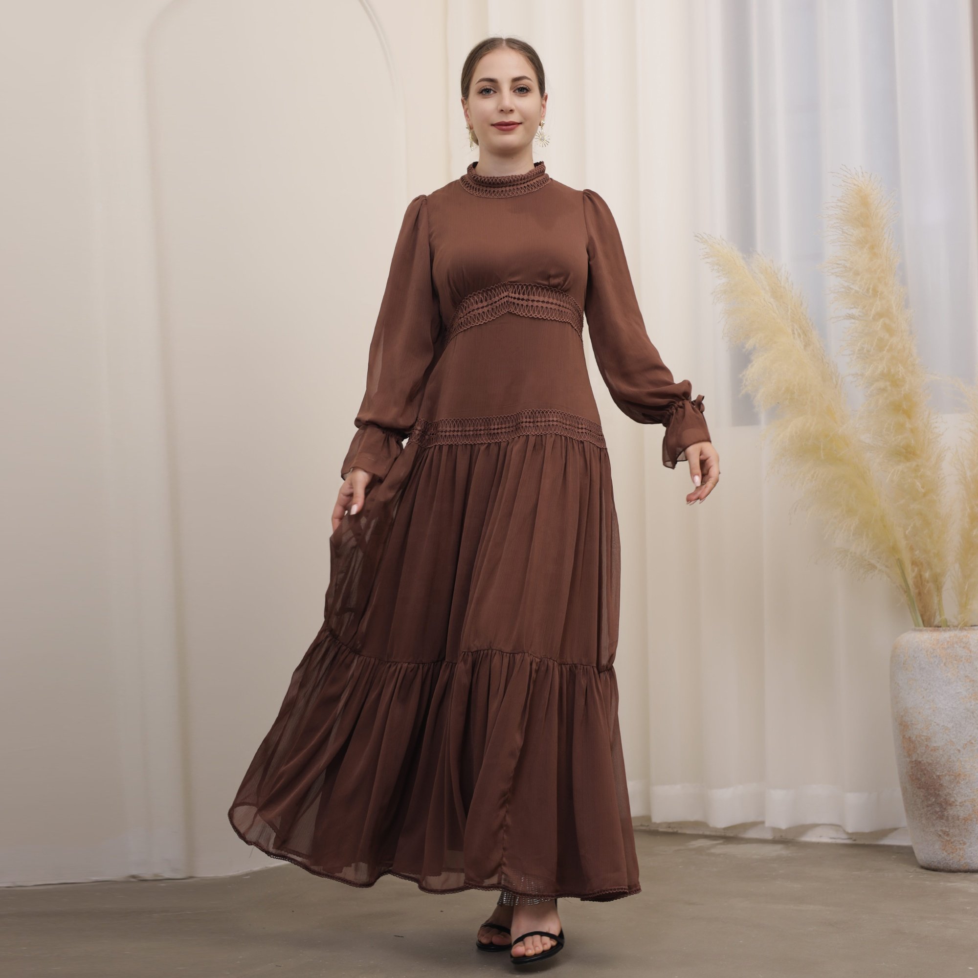 Loriya Chiffon Abaya Women Muslim Dresses Casual Summer Modest Hot Selling Dubai Abaya Elegant Evening Women Dresses