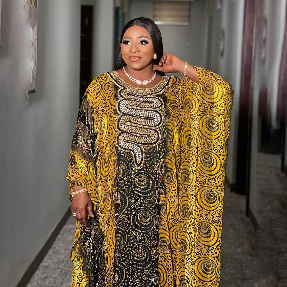 Markdown Sale african print clothing rhinestone luxury dresses for women 2023 chiffon two piece set