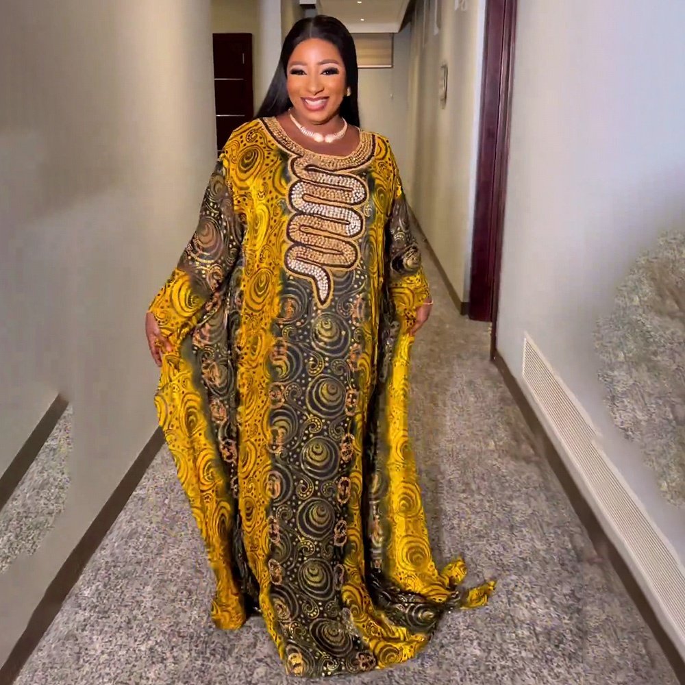 Markdown Sale african print clothing rhinestone luxury dresses for women 2023 chiffon two piece set