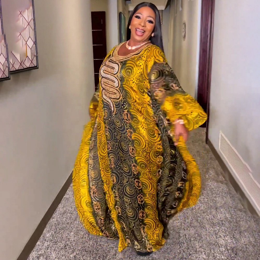 Markdown Sale african print clothing rhinestone luxury dresses for women 2023 chiffon two piece set