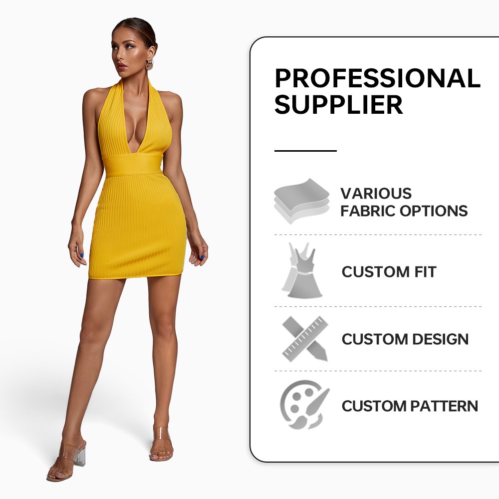 BEISHI Halter Neck Mini Sexy Deep V Neck Knitted Casual Dresses Short Women Clothing Dresses Casual Clothes Sexy Ladies