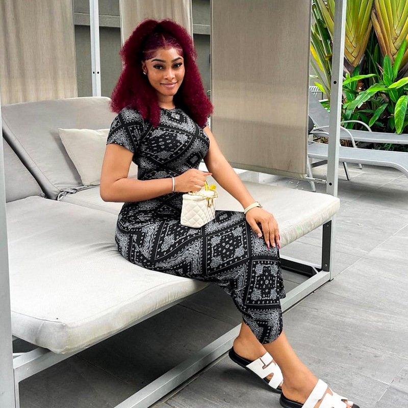 S73259 - quality short sleeve printed o neck bodycon casual long dresses women