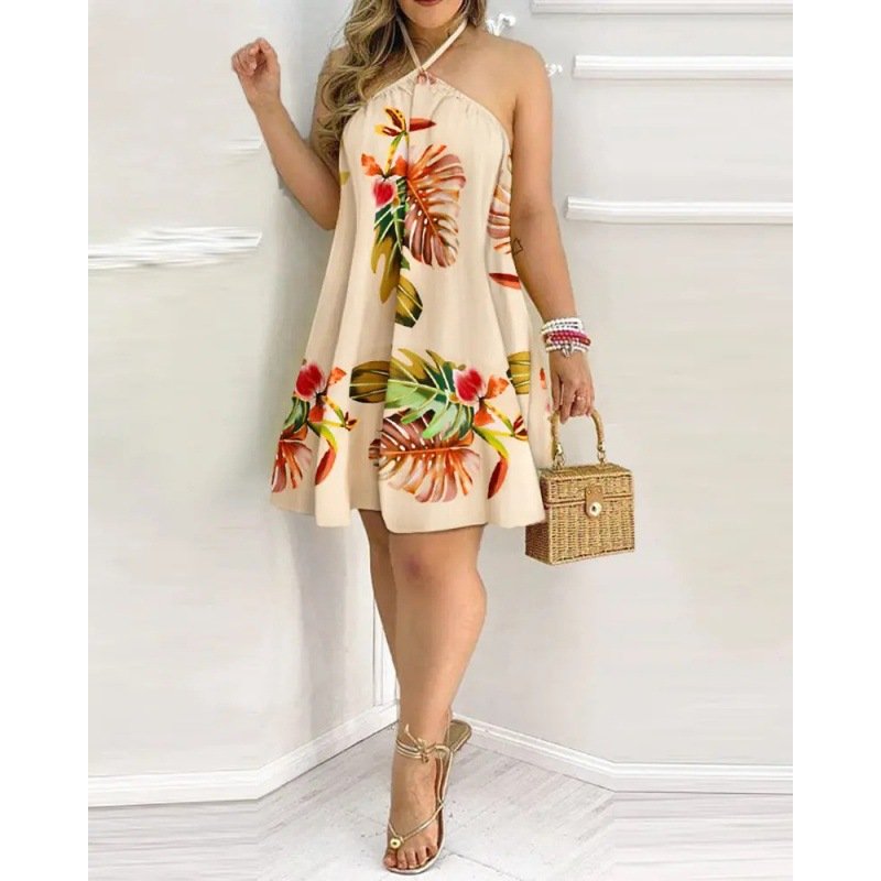 Conyson New Arrival summer fashion female sleeveless clothes Women's flower printed High Waist Loose one piece ladies' Dress