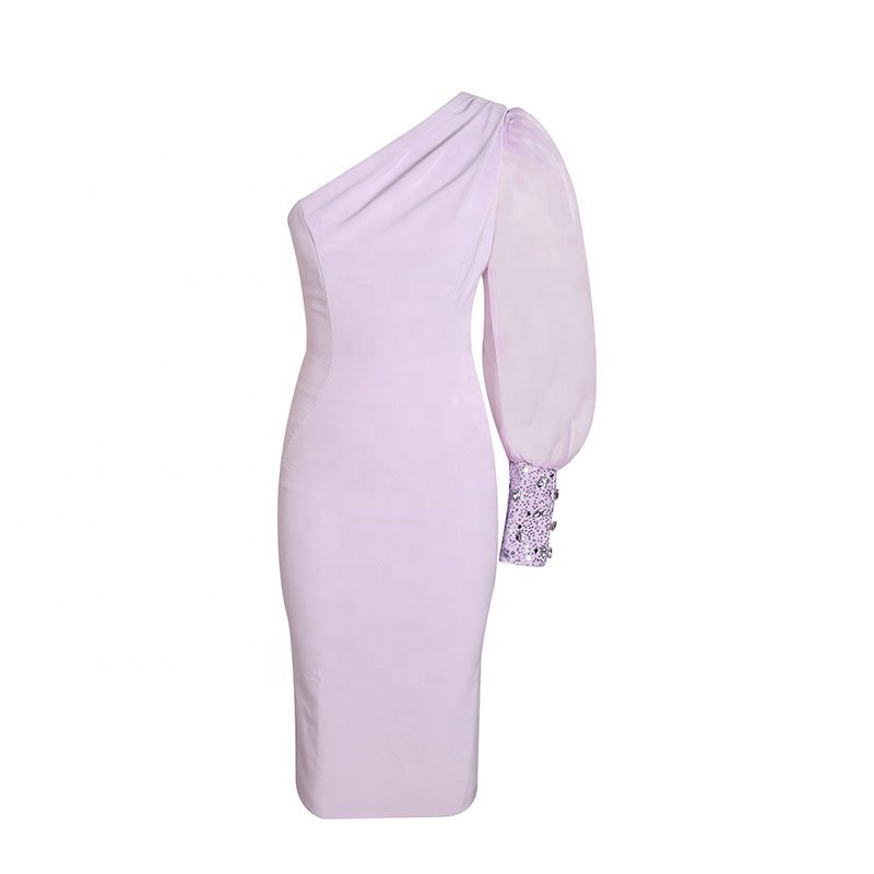 OUDINA New One-shoulder Solid Color Tube Top Evening Casual Dresses Vintage Women Lady Elegant Long Party Dress