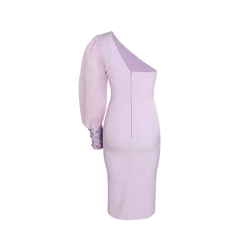 OUDINA New One-shoulder Solid Color Tube Top Evening Casual Dresses Vintage Women Lady Elegant Long Party Dress