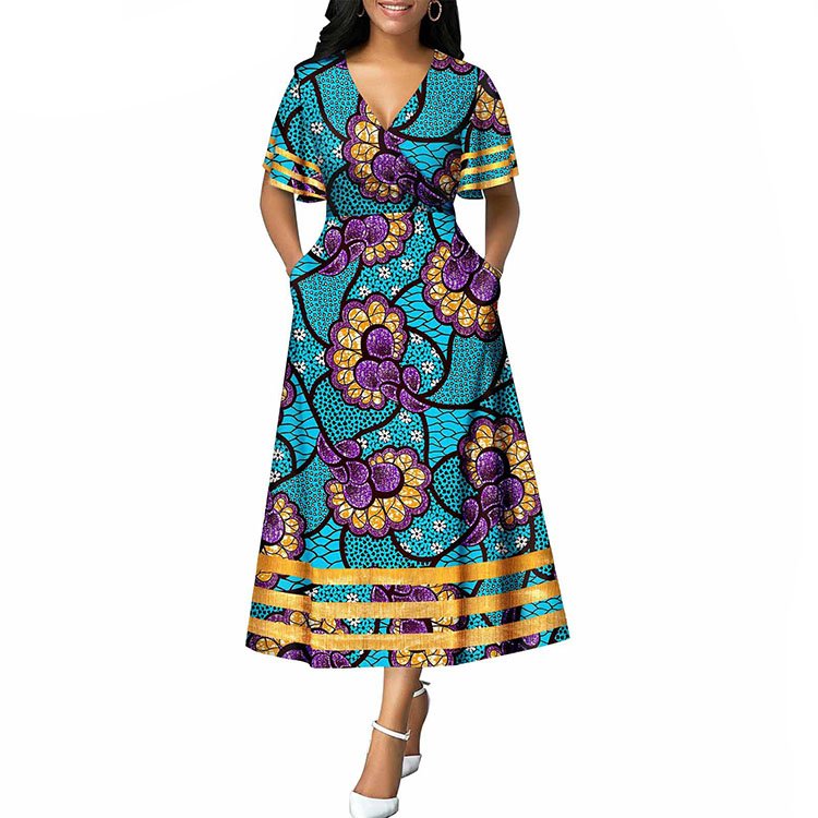 African Kitenge Clothing Ladies Summer Long Floral Maxi Dress casual dresses women lady elegant