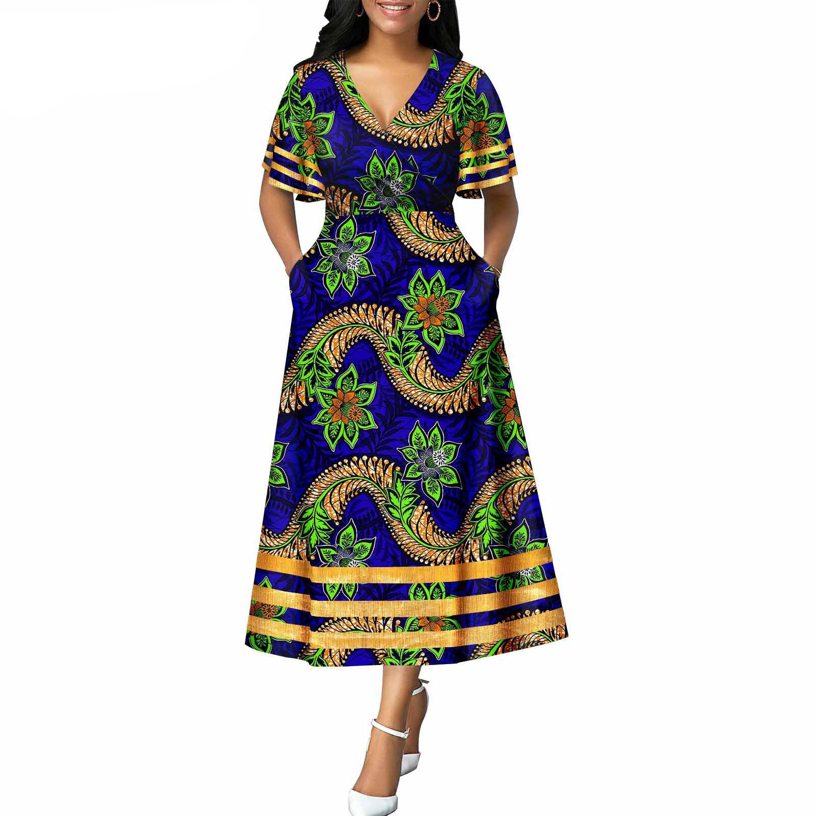 African Kitenge Clothing Ladies Summer Long Floral Maxi Dress casual dresses women lady elegant