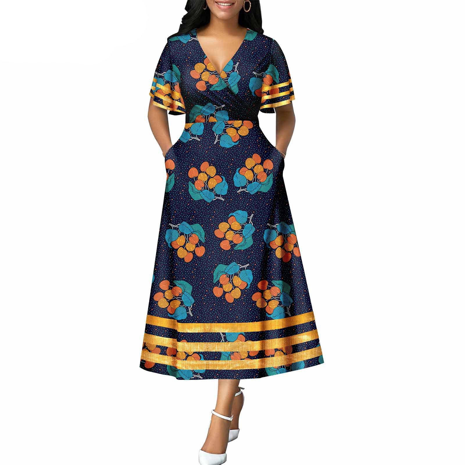 African Kitenge Clothing Ladies Summer Long Floral Maxi Dress casual dresses women lady elegant