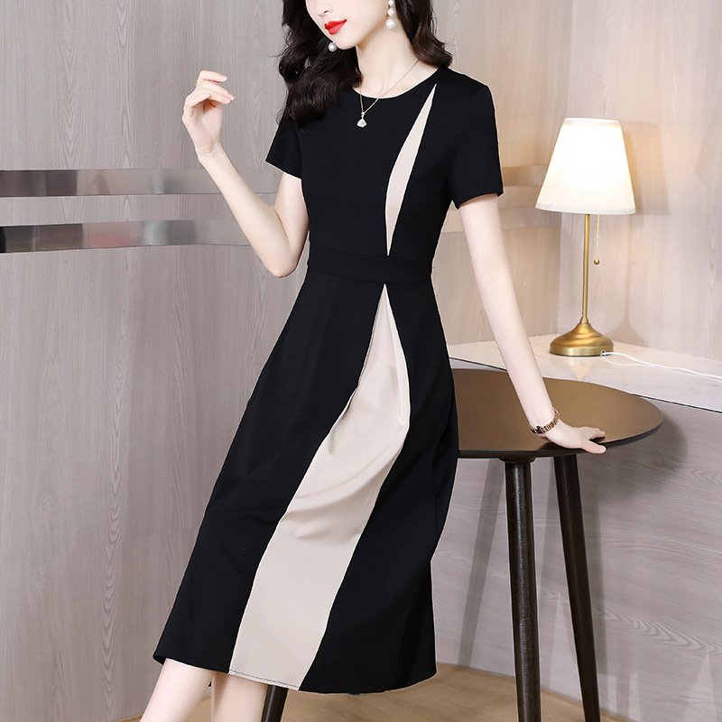 Ladies Temperament OL Style O-neck Office Lady elegant Casual Dress Slim Fitting Black One-Piece Dress women