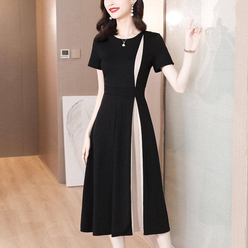 Ladies Temperament OL Style O-neck Office Lady elegant Casual Dress Slim Fitting Black One-Piece Dress women