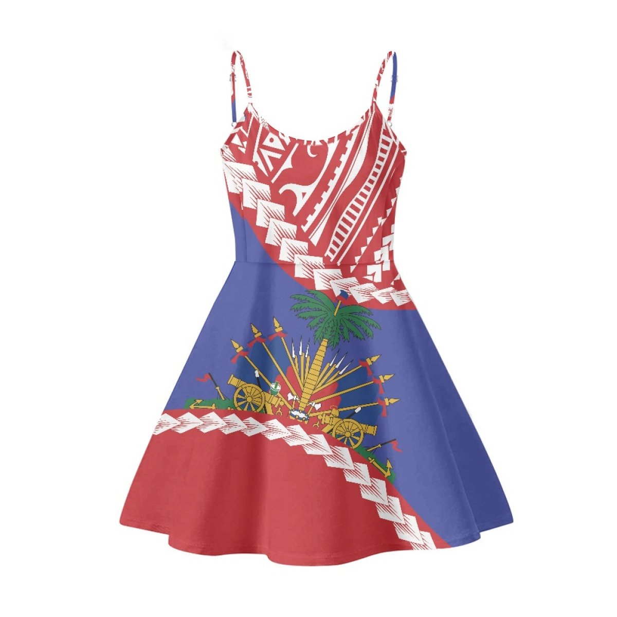White Haitian Flag Clothing Print Women Western Dresses Casual Wear V Neck Floral Casual Dresses Summer Girls haiti outfits