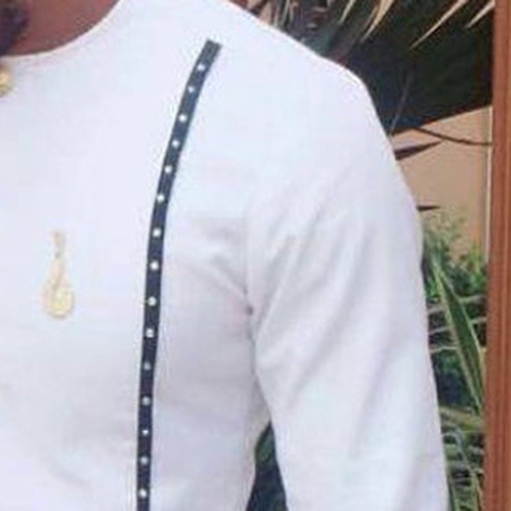 Custom African Muslim Ethnic Traditional Casual Youth Round Neck White Print Shirts For Men