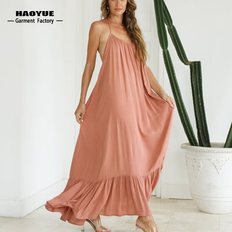 Clothing Manufacturer Custom Women Clothing Summer Boho Dress Sexy Beach Wear Maxi Casual Dresses For Women