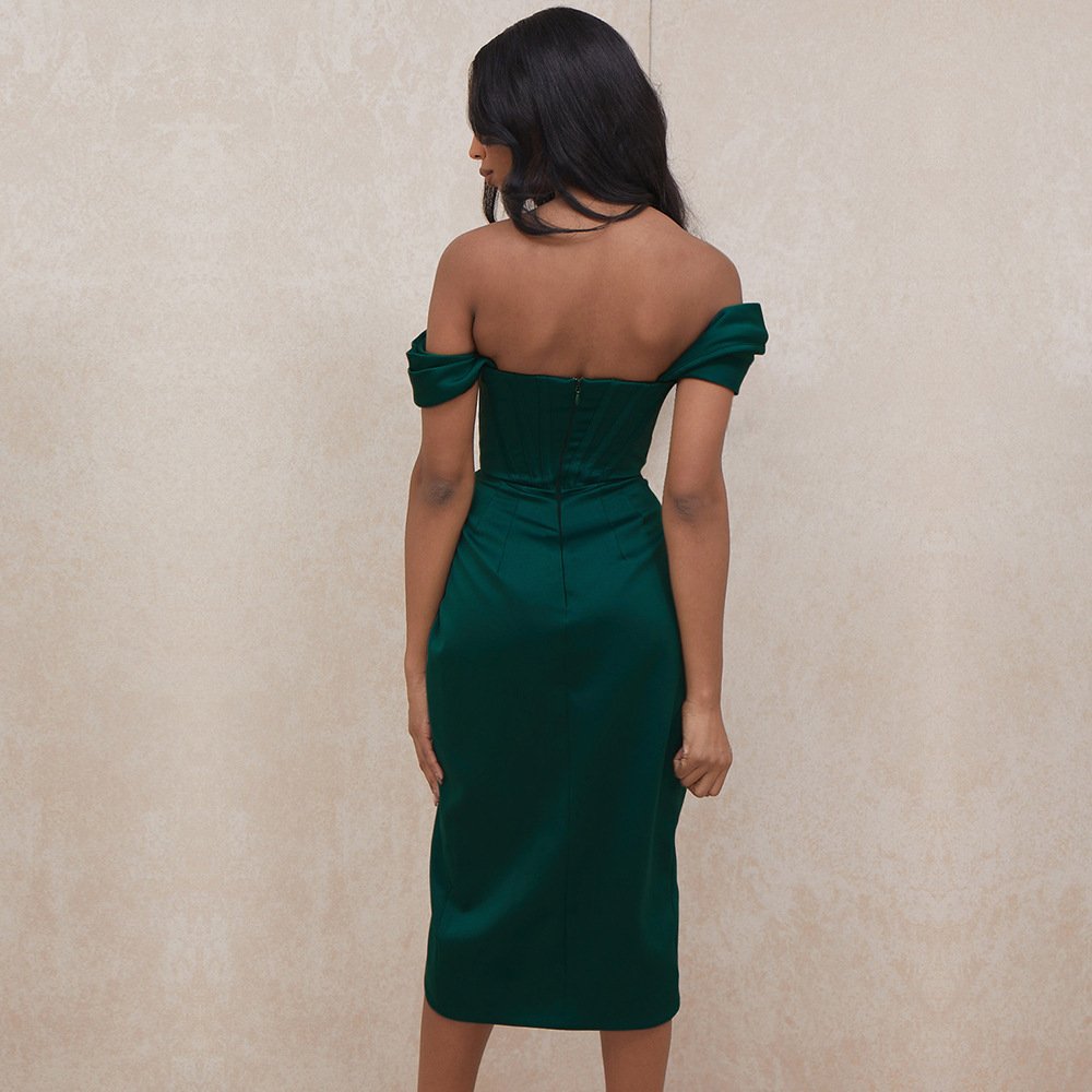 solid wrap midi polyester 100% queen lady women dress dress evening dresses