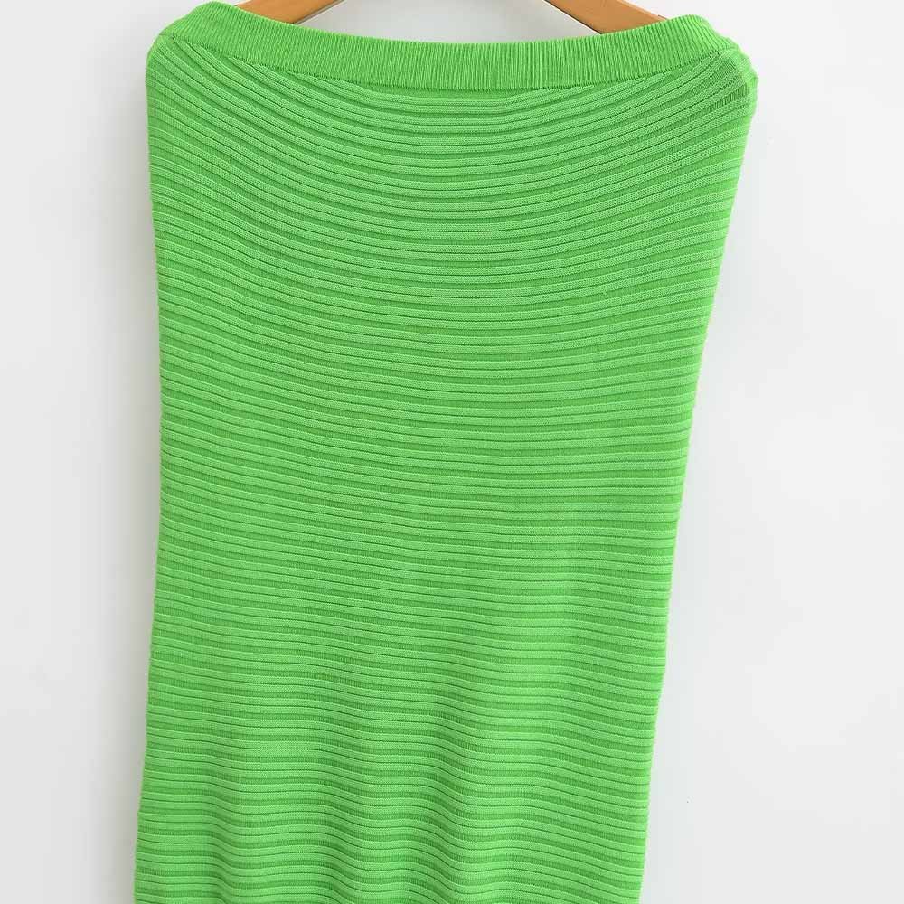 PB&ZA Women 2023 autumn New Chic Fashion Green strapless top Midi Dress Vintage Sleeveless Female Dresses robe Mujer