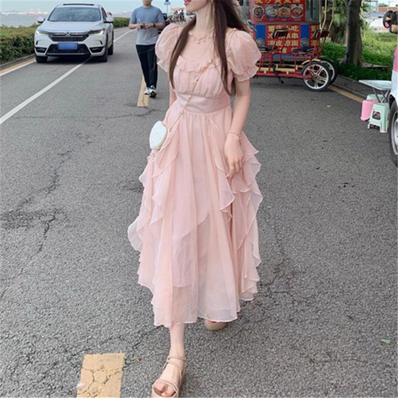 French white high-end fairy dress for women in summer 2024, new super fairy princess dress, gentle style long skirt