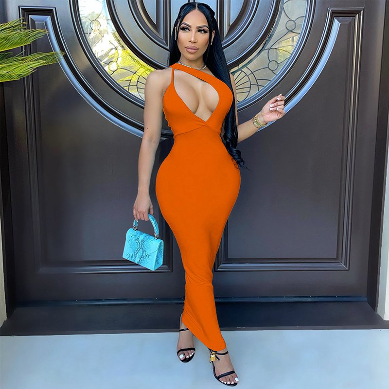 Wholesale Elastiffs Hollow Out Tight Sexy Casual Midi Dresses Women Longo Mesmo Vestido Bodycon Dress