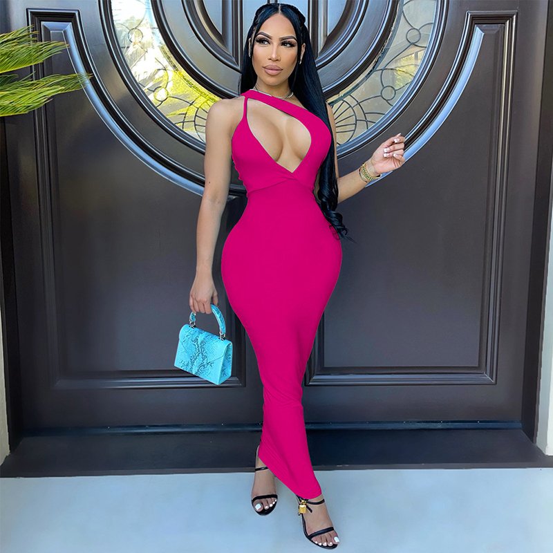 Wholesale Elastiffs Hollow Out Tight Sexy Casual Midi Dresses Women Longo Mesmo Vestido Bodycon Dress