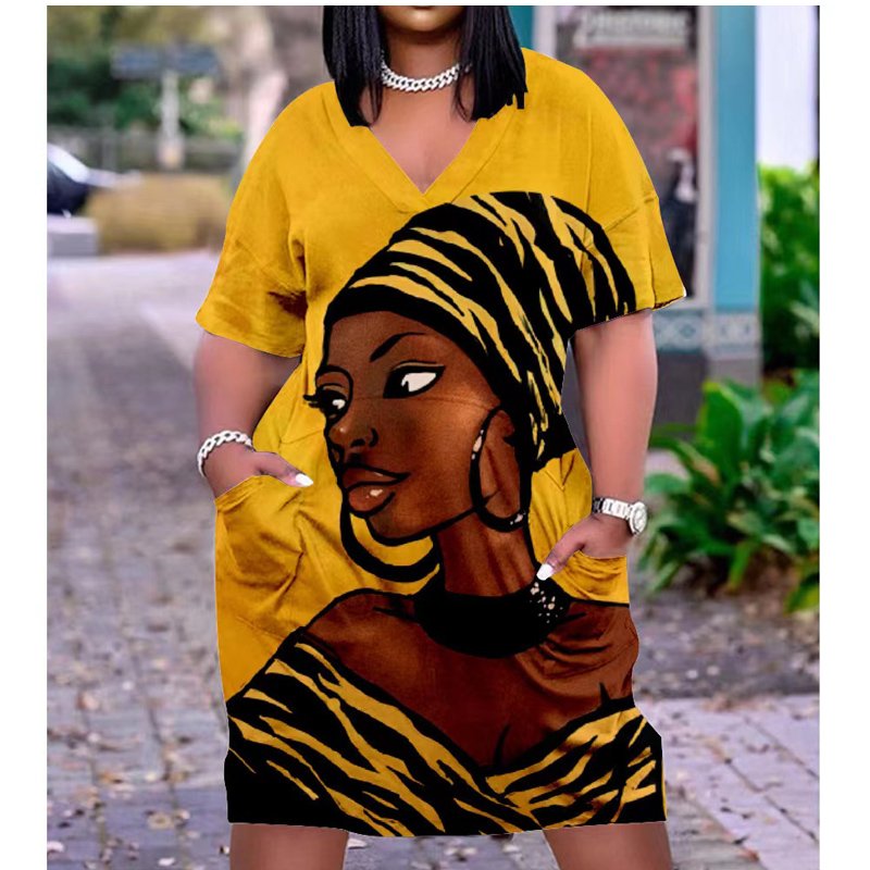 Hot Sale Long Sleeve Women'S Mid Long Sleeve Simple Plus Size Loose 3D Custom Pattern Printed Multicolor Dress
