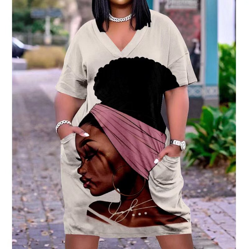 Hot Sale Long Sleeve Women'S Mid Long Sleeve Simple Plus Size Loose 3D Custom Pattern Printed Multicolor Dress