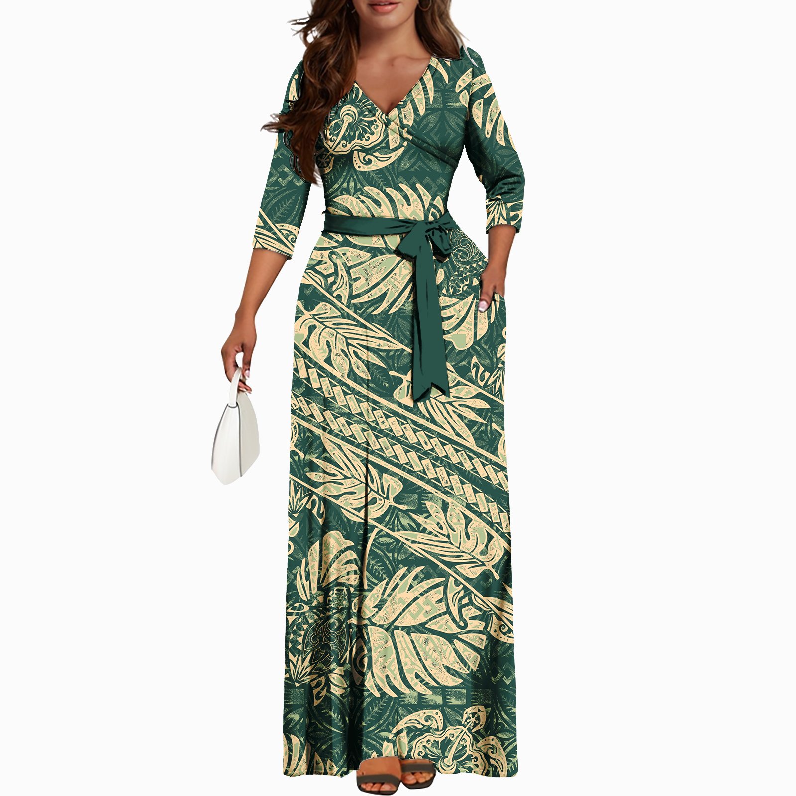 Pink Belt Casual Female Outfits Custom Lady hawaiian Island Women Clothing Manufacturers Samoan Puletasi Vintage Dresses