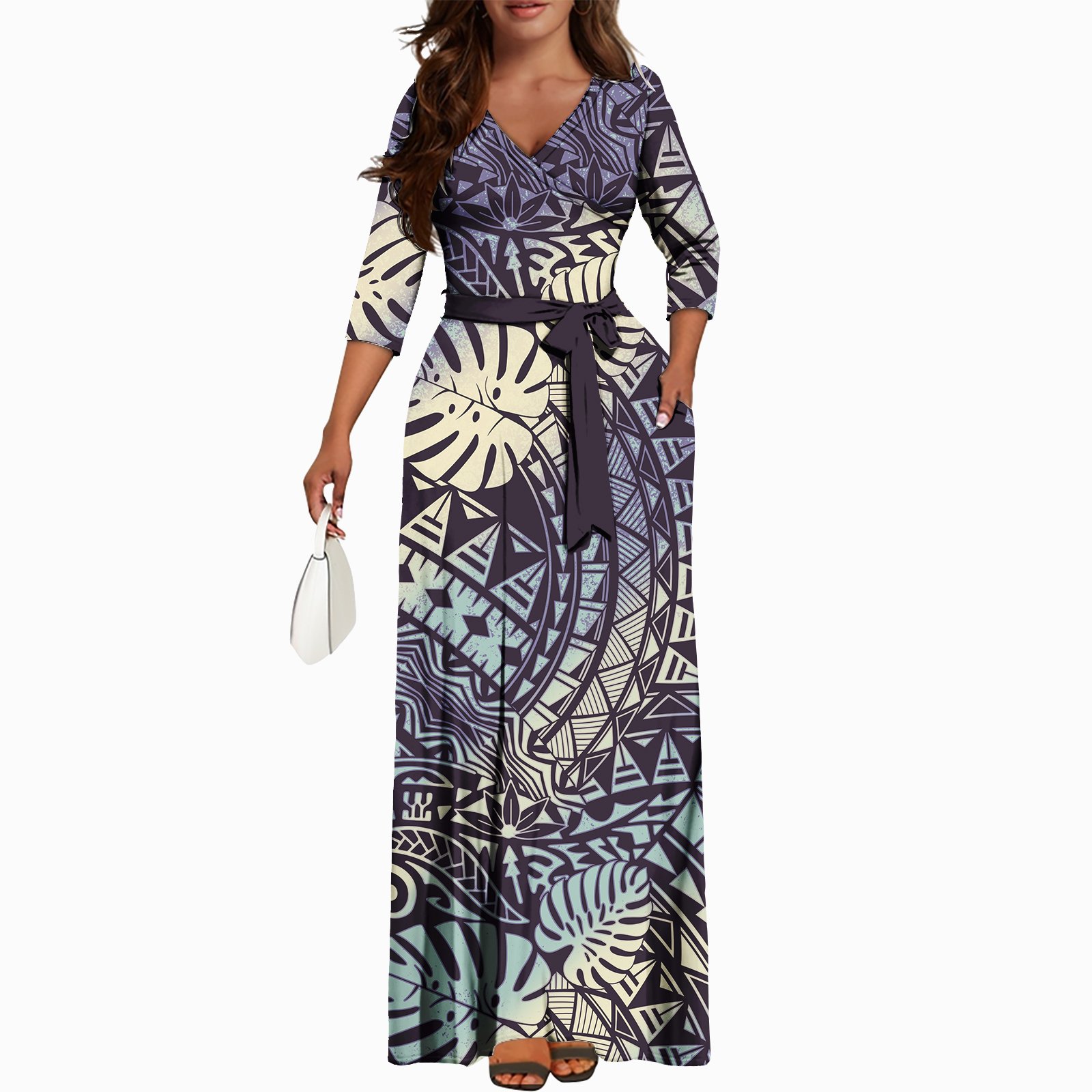 Pink Belt Casual Female Outfits Custom Lady hawaiian Island Women Clothing Manufacturers Samoan Puletasi Vintage Dresses