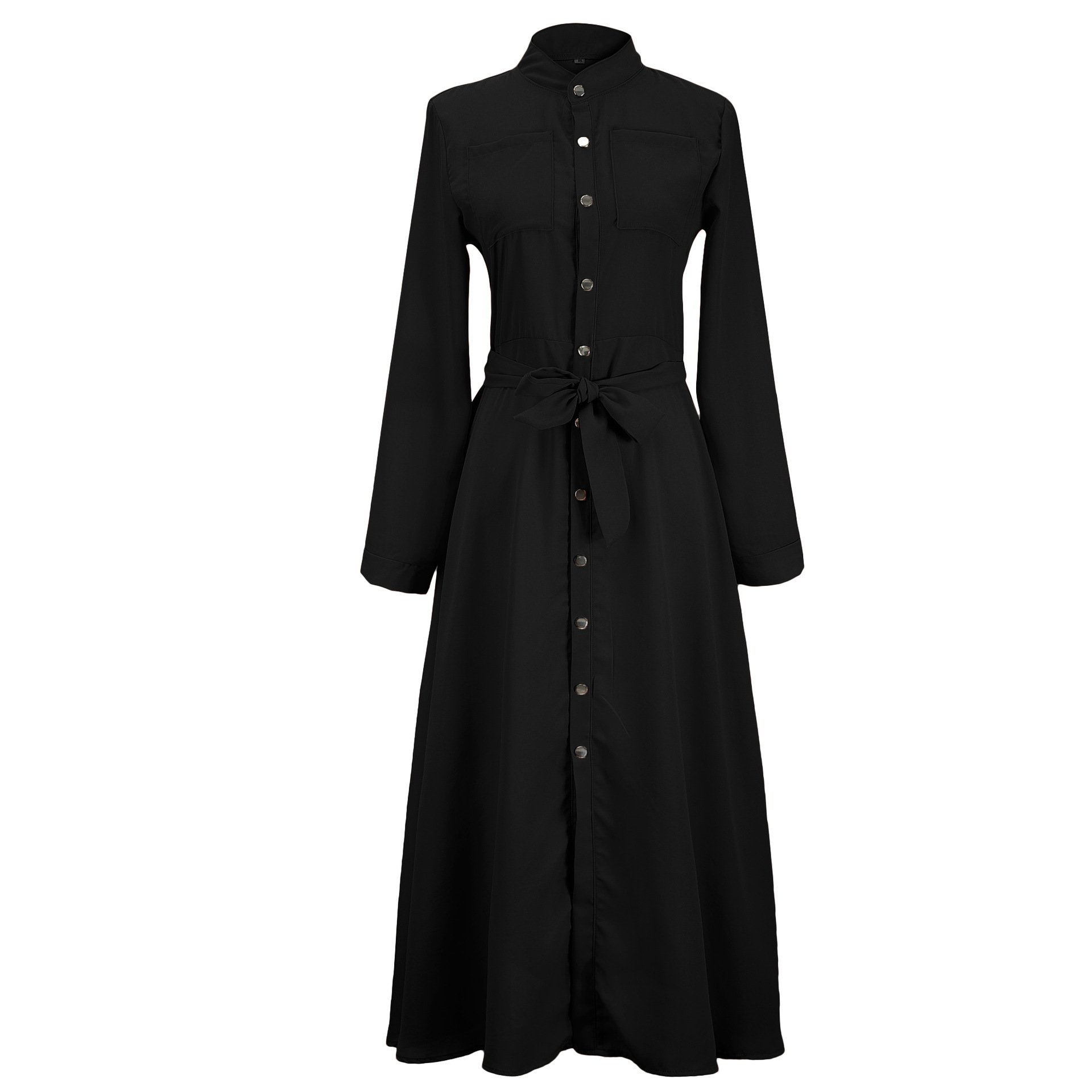 White Elegant Lapel Collar Women Belt Button up Long Shirt Dress Custom Logo Supplier Short Sleeve Vintage Casual Dresses Woven