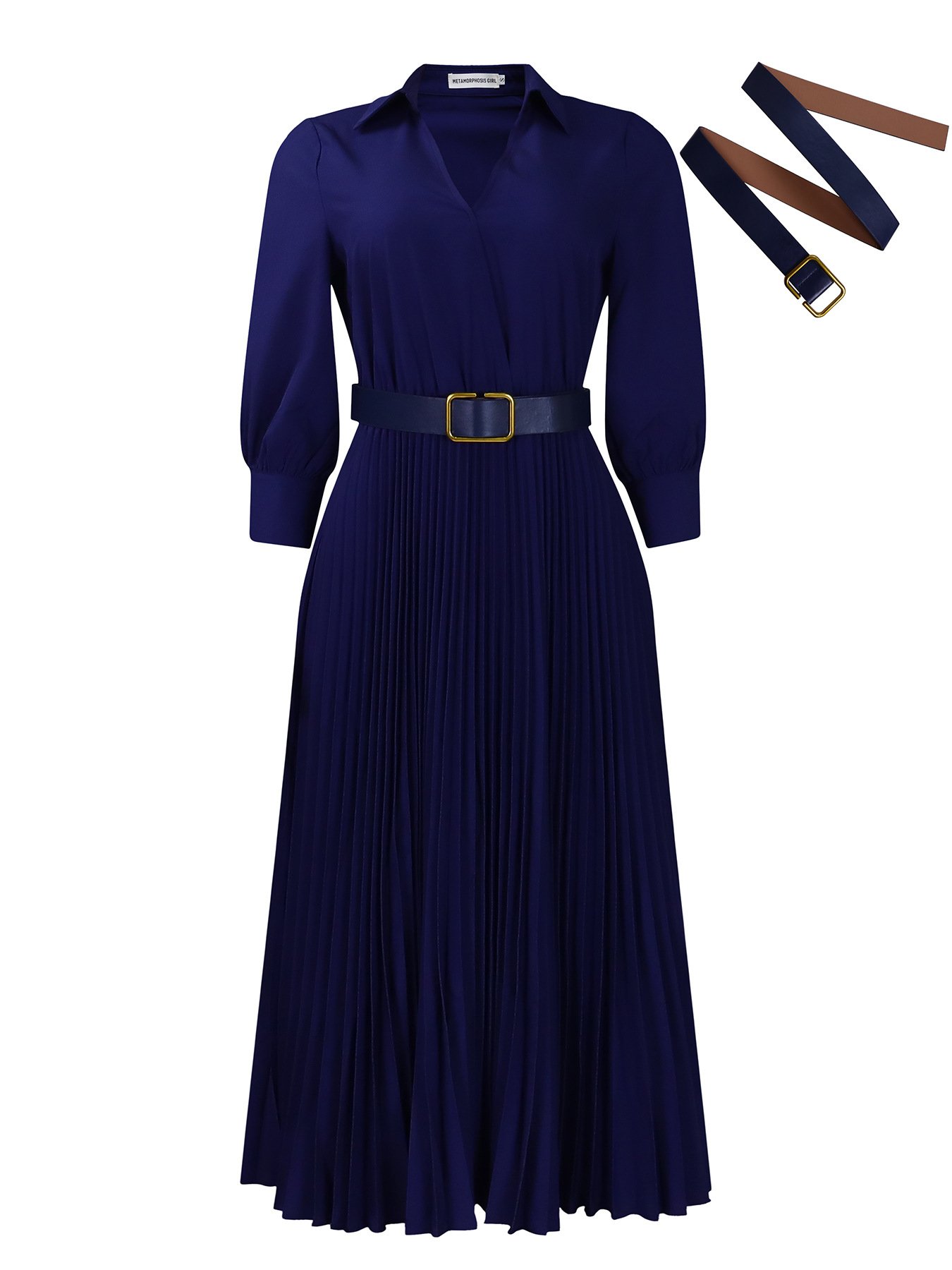 Wholesale Casual Loose Long Sleeve V Neck Solid Color Dress For Women
