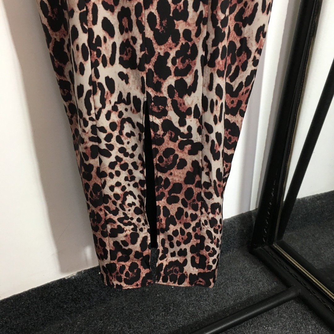Hot selling sexy leopard printingcasualprintingelegant hem front slit waist tube top suspender dress