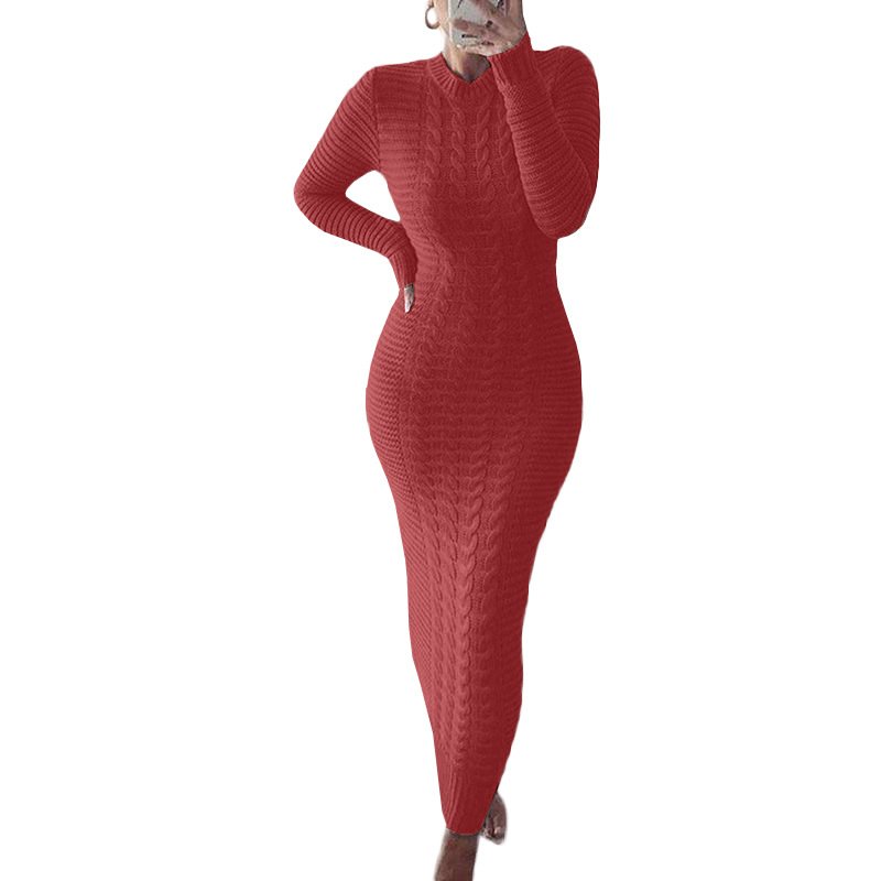New Stylish Women Fashion Clothing 2021 Solid Long Sleeve Ladies long maxi Dress Woman Casual Sweater Dresses
