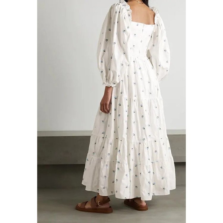 Elegant Ladies Long Summer Off Shoulder Floral Dress Women Clothing V neck Pleated Casual Dresses Women's Maxi Dresses With Belt