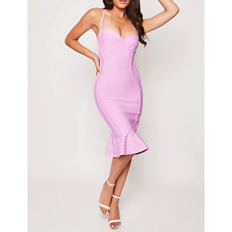 Spring Ropa European Modest Clothes Dresses Woman Satin Silk Sexy Midi Dress High Custom Fashion Natural Backless Hip Casual