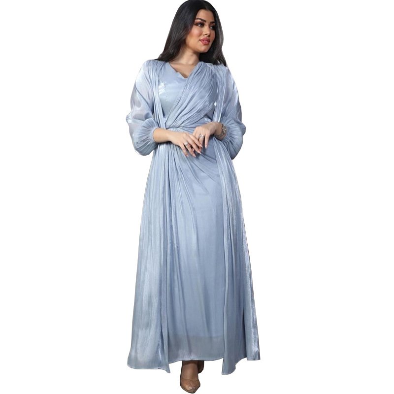 Middle eastern dubai turkey fashion islamic clothing shiny silk muslim dress for women newest abaya