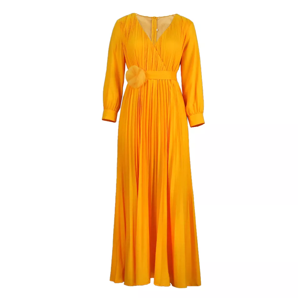 Summer Splicing High Waist Loose Long Plus Size Dress Pleated With Belt Casual Dress Women
